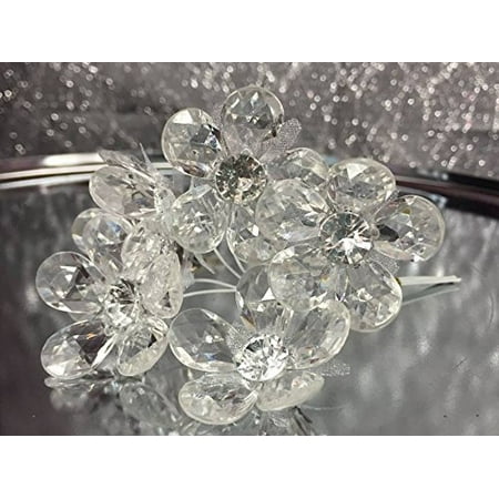 Sweet Pea Wedding Flowers - 2 Acrylic Clear Flower Bunches 6 Flowers Per Bunch 12 Flowers Weddings Sweet 16 or Bridal Shower