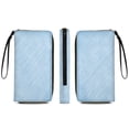 thumbnail image 2 of Womens Wallet Bifold Ladies Cluth Bag Wristlet Wrist Strap Long Purse Light Blue Denim Pattern Texture Design, 2 of 6