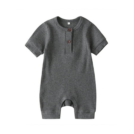 

Gwiyeopda Newborn Baby Boys Girls Short Sleeve Knitted Romper Jumpsuit One-Pieces Clothes