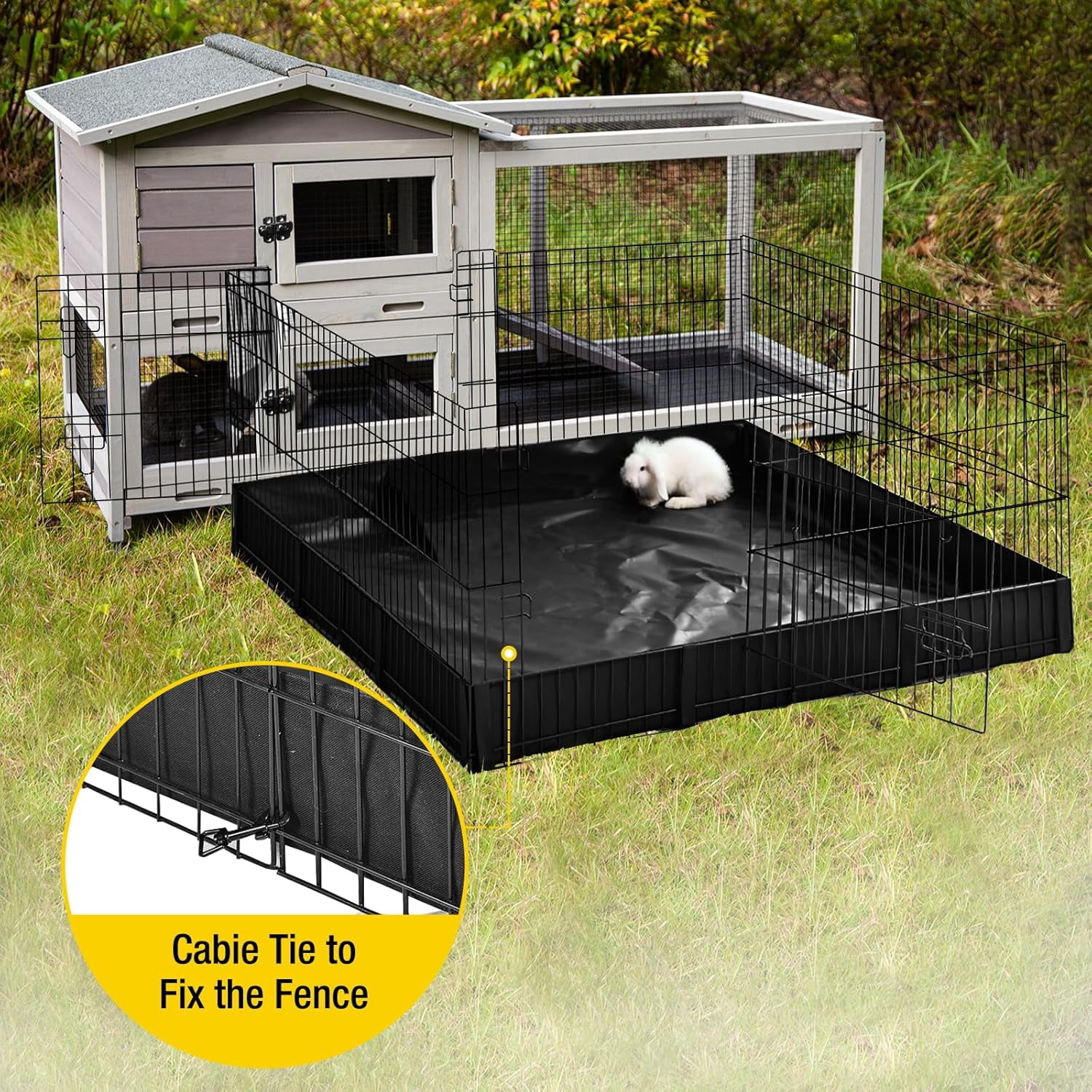 Aivituvin Rabbit Playpen Pet Pen Small Animal Cage with Waterproof Liner - Extension Playpen 48"L x 48"W x 24"H