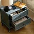 thumbnail image 6 of Wooden End Table with Charging Station Space 2 Drawers Table Living Room Blue, 6 of 7