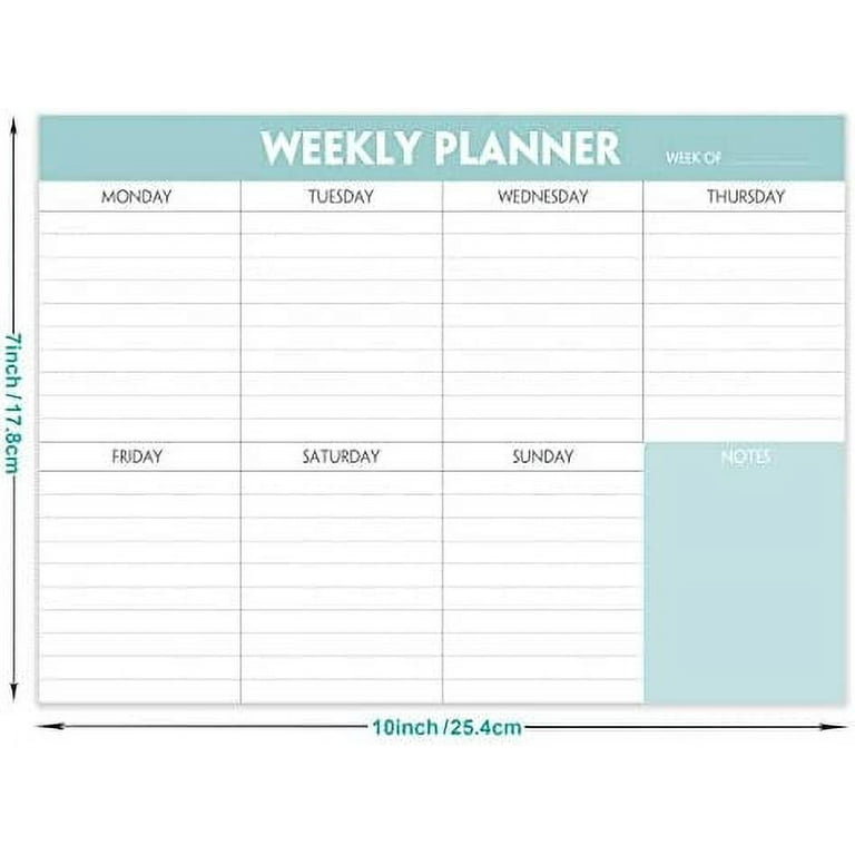 Weekly Planner Notepad - Tear Off Planning Pad with Daily Schedule &  Calendar, 52 Sheets, 100gsm Paper, Undated Weekly To Do List Notepad, 10x7  in