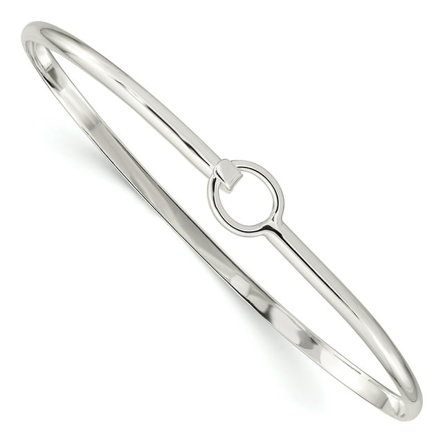 925 Sterling Silver Bangle Bracelet Hook Clasp