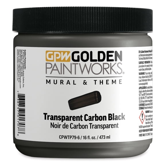 Golden Paintworks Mural and Theme Acrylic Paint - Transparent Carbon Black, 16 oz, Jar