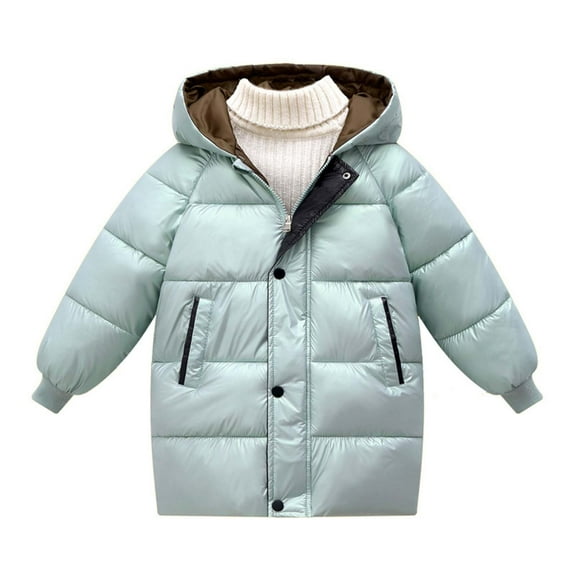 XIMIN Girls Boys Winter Outerwear Hooded Down Coat Packable Lightweight Warm Puffer Down Jacket with Trimmed Hood Warm Padded Coat Jackets