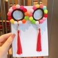thumbnail image 1 of Keimprove 1 Pair Chinese Style Children's New Year Kawaii Hair Ring Cheongsam Hanfu Hair Accessories Cosplay Ball Colorful Tassel Headwear, 1 of 6