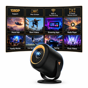 Vamvo VF211 Mini Projector with WiFi and Bluetooth, Native 1080P Portable Movie Projector, 4K Supported, Auto Keystone, 180 Degree Rotating Stand, HDMI USB Type-C for TV Stick Smartphone Laptop, Blac