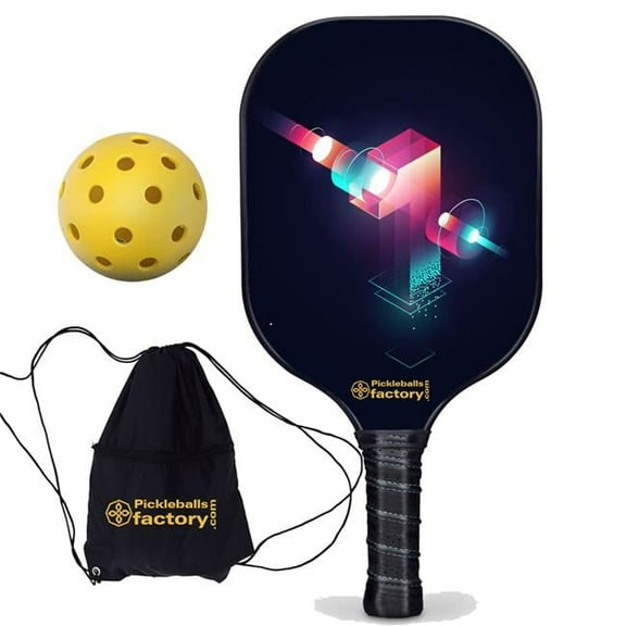 Pickleball Factory PB00018-9-C One Composite Pickleball Paddles, Indoor Pickleball Balls, Carbonfiber Graphite