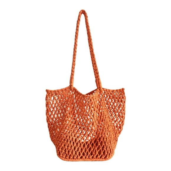 yuksok Beach Tote Bag Large Shopping Bag Soft Woven Purse for Parties Holiday Women Orange