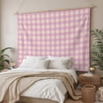 thumbnail image 3 of Pink Small Tapestry for Bedroom Wall Hanging Tapestry, Grid Checkered Plaid Gingham Lattice Trellis Ceiling Backdrop Tapestries Poster Blanket Wall Decor for Teens Room Living Room Dorm 23" x 28", 3 of 8