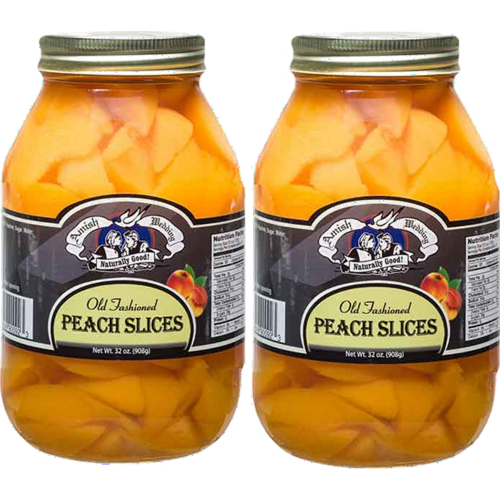 Amish Wedding Old Fashioned Sliced Peaches, TWO 32 oz. Quart Jars