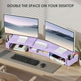 thumbnail image 4 of Purple Desk Organizers and Accessories, Dual Computer Monitor Stand Riser with Drawer and 2 Pen Holders, Office Desk Accessories, Workspace Desktop Organization for Office Supplies, 4 of 7