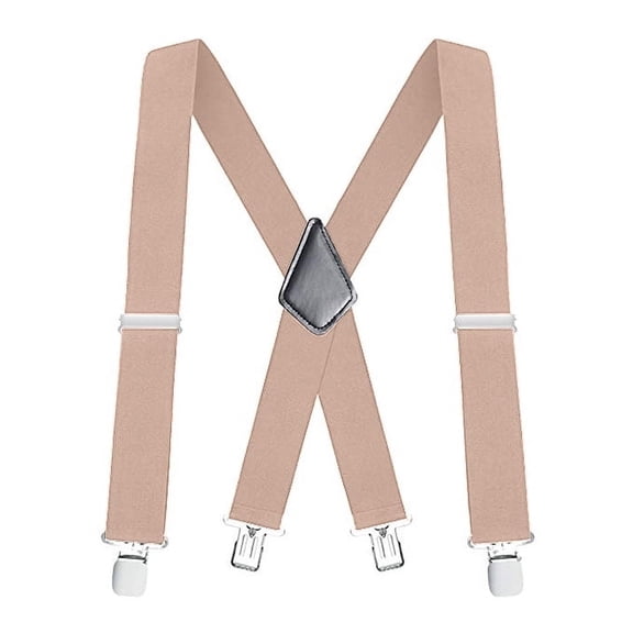 Amerteer Heavy Duty Clip Suspenders Men's Adjustable X-Back Straps with Clips, Black