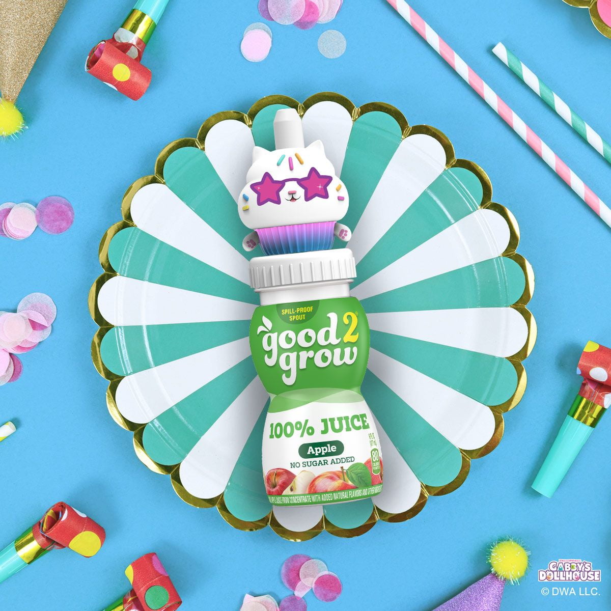 good2grow Gabby Dollhouse 100% Apple Juice Party Pack, 6 fl oz Bottles (Pack of 12)