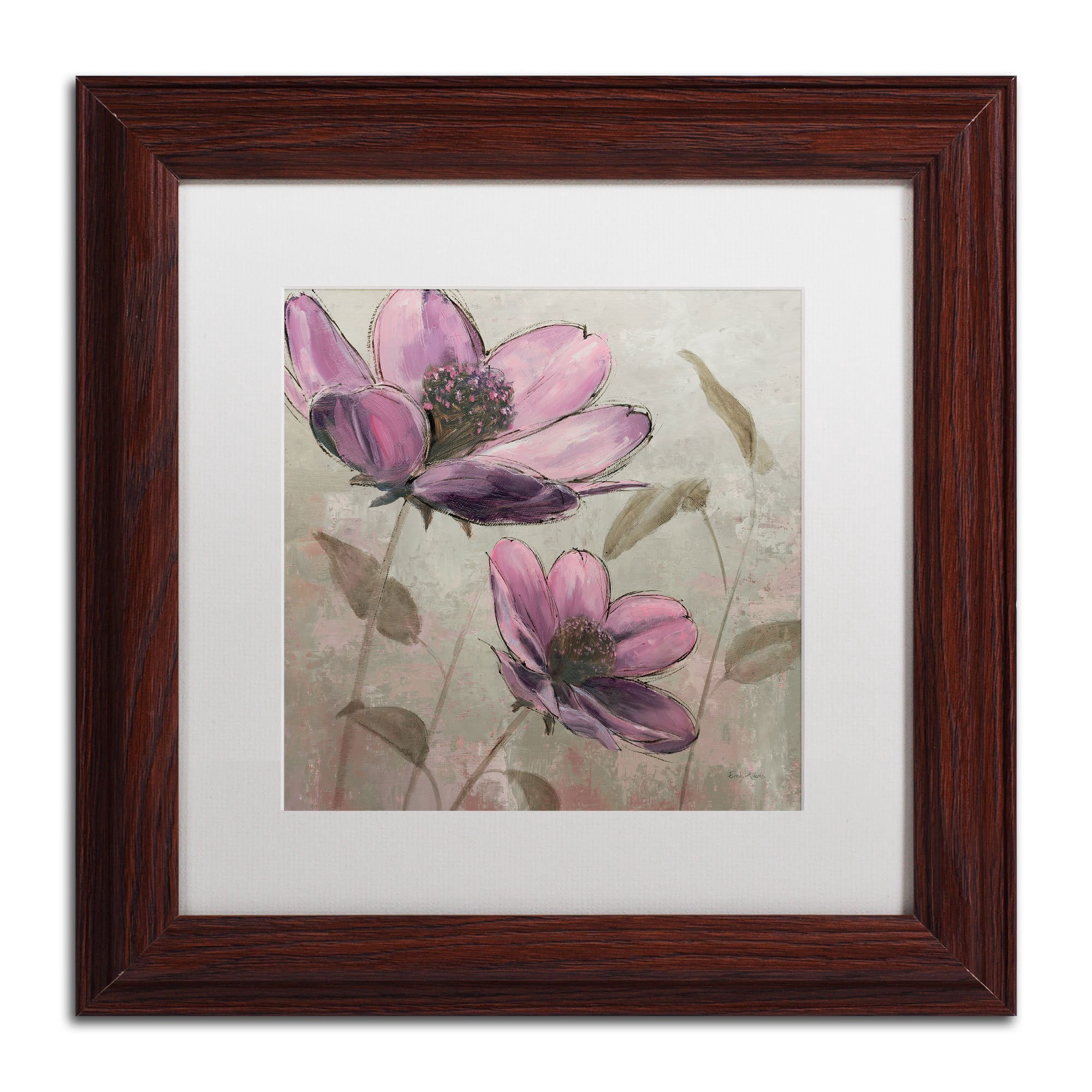 Trademark Fine Art "Plum Floral II" Canvas Art by Emily Adams, White Matte, Wood Frame