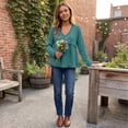 thumbnail image 6 of Boho Tops for Women Hippie Dressy Casual Frayed Shirts V Neck Vintage Long Sleeve Gauze Blouses Raw Hem Beach Vacation Outfits XL Army Green, 6 of 8