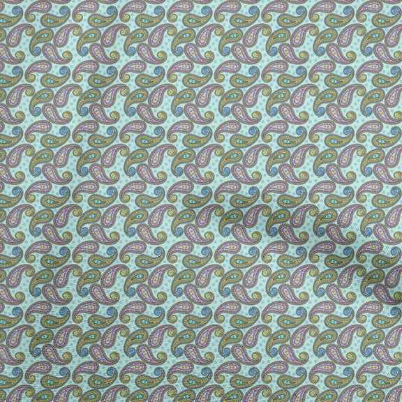oneOone Rayon Light Blue Fabric Asian Paisley Diy Clothing Quilting Fabric Print Fabric By Yard 56 Inch Wide