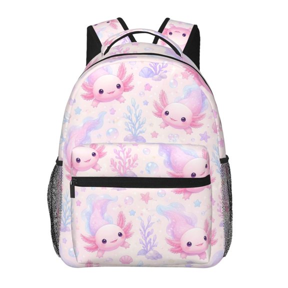 Cute Pink Axolotl Backpack Lightweight Travel Bag for Men and Women