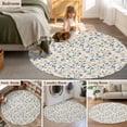thumbnail image 5 of Round Rug 7Ft Washable Non-Slip, Blue Pink Flowers Circle Area Rugs for Living Room Bedroom, Spring Floral Elegant Pastoral Rustic Indoor Floor Mats Carpet Runner for Home Decor Aesthetic, 5 of 8
