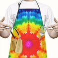 thumbnail image 2 of Colorful Rainbow Tie Dye Spiral Pattern Apron-Garden Aprons for Women with Pockets-Cotton Linen Waterproof Kitchen Cooking Gardening Aprons Adjustable for Kitchen,Cooking,BBQ and Salon 33x27 Inch, 2 of 7