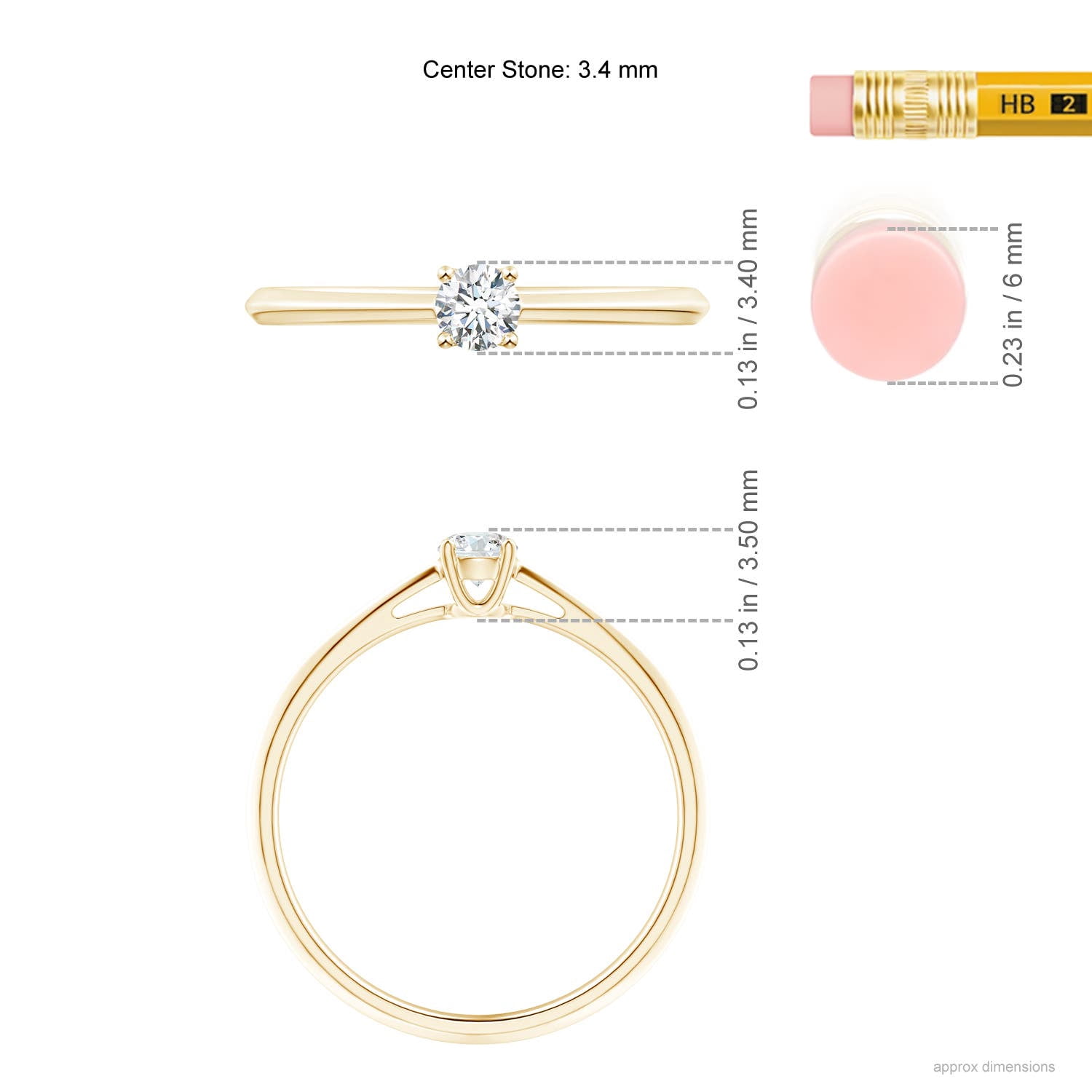 ANGARA Natural Classic Diamond Solitaire Engagement Ring in 14K Yellow Gold for Women (Size-3.4mm| Color-G| Clarity-VS2) |  Natural Diamond Ring, (Ring Size = 6)