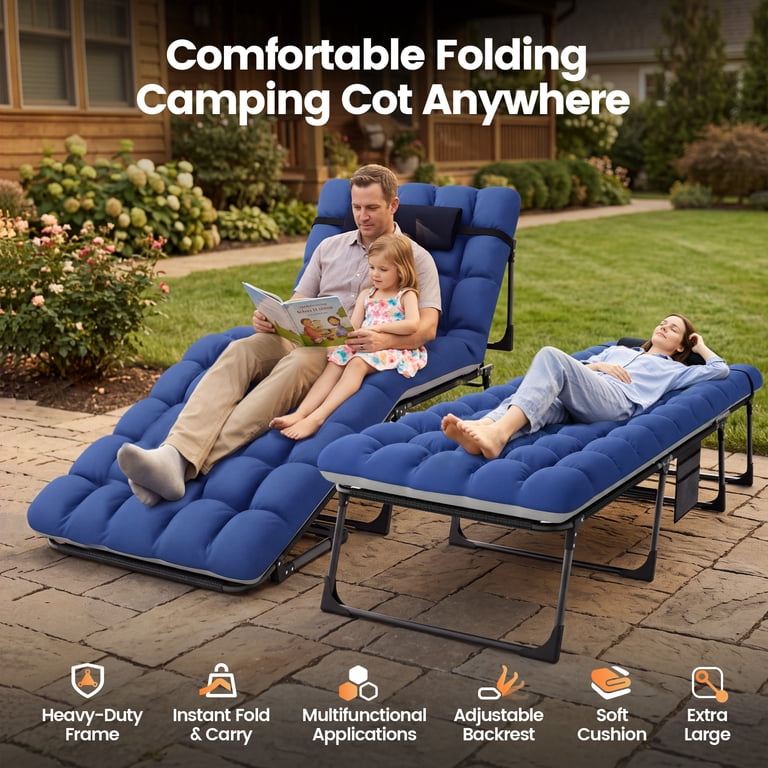 GVDV Portable Folding Camping Cot with Mattress, Multi-Position