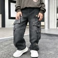 thumbnail image 5 of Purcolt Boys' Jeans Trendy Casual Elasitc Waisted Wide Leg Denim Pants Y2K Vintage Hip Hop Loose Fit Baggy Pants Streetwear Trousers with Pockets for 4-15 Years, 5 of 7
