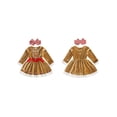 thumbnail image 2 of RUINIXCW Toddler Baby Girl Christmas Dress Kids Christmas Gingerbread Outfit Baby Girl Fall Winter Plush Trim Long Sleeve Velvet Xmas Dress Headband, 2 of 8