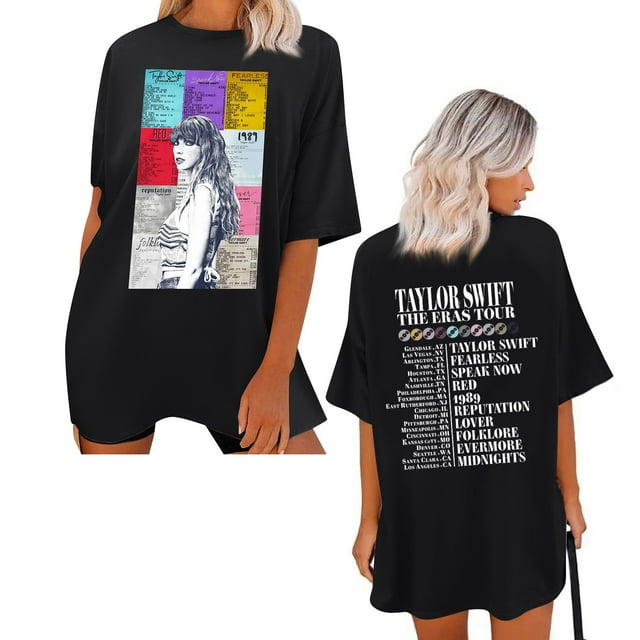 TayIor Chemises Sw1ft, Tylor Sw1ft Merch, Tylor Sw1ft, Mode Décontractée Imprimée Col Rond Manches Courtes Blouse Femmes Graphique Amateur de Musique TKFASHION Bleu Ciel G