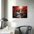 thumbnail image 3 of COMIO Lasdel Natural Extra Framed Canvas Wall Art of Wide Waterfall &amp; Red Leaves Picture For Bedroom,Burgundy Nature Black White Artwork Decor,Beautiful Maple Leaves Landscape Print Painting, 3 of 4