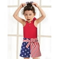 thumbnail image 3 of Toddler Girl Clothes Summer Silk Scarf Sets Sleeveless T-shirt Top+Stripe Shorts+Headband 3Pcs Set, 3 of 7