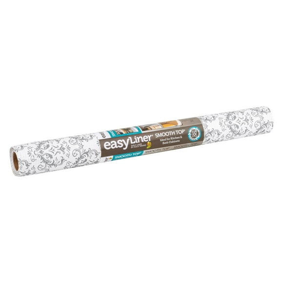 Smooth Top EasyLiner Brand Shelf Liner, Grey Damask, 20 in. x 6 ft.