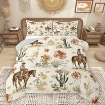 Homewish Western Cowboy Tribal Bedding Comforter Set,Desert Cactus Flower Twin Comforter Sets,Country Farmhouse Lodge Bedding Set For Boys Teens,Ultra Soft Home Decor Reversible,2pcs