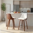 thumbnail image 2 of LumiSource Walnut Wood, Chrome Metal, White PU Gianna Fixed-Height Counter Stool - Set of 2, 2 of 10