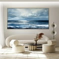 thumbnail image 3 of Large Abstract Sea Oil Painting Textured White Waves Ocean and Sky Canvas Art Contemporary Living Room Wall Home Decor,Unstretched,Frameless,(71*142cm)28*56lnches, 3 of 5