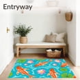 thumbnail image 3 of ODIKA 8'x10' Machine Washable Non-Slip Area Rug, Tranquil Koi Swimming Through Lotus Blossoms Pathway Decoration High Traffic Rug with Pad, Blue, 521042, 3 of 8