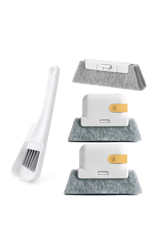 Cleaning Window Brush with Crevice Brush, Sill Cleaner Tool-Hand-held Groove Cleaning Brushes,for All Corners and Gaps-4PCS