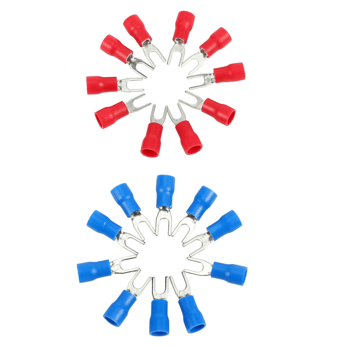 1200Pcs 16-14 AWG Red Blue Wire Connector Insulated Fork Terminal 4,1200 x fork Spade terminal(Red and blue each 600)