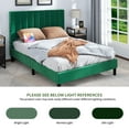 thumbnail image 2 of Dextrus Queen Size Bed Frame, Green Upholstered Bed Frame with USB Ports, Vertical Channel Velvet Headboard Platform Bed Frame, No Box Spring Needed, 2 of 7