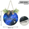 thumbnail image 3 of Welcome Sign with Wreath for Front Door, Rustic Round Hanging Welcome Sign, Wall Housewarming Gift for Home 11.8in, Starry Night Sky Home Decor, 3 of 7