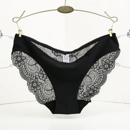 Alitao Thongs for Women Womens Underwear No Show Underwear Womens Adjustable High Waist Mesh Underwear Womens Underwear Comfortable Lace Thong Lace Underwear Cheeky Underwear Black 2XL