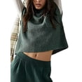thumbnail image 1 of Gupgi Women Short Sleeve Sweater Knit Crop Top Solid Color Ribbed Tank Top, 1 of 7
