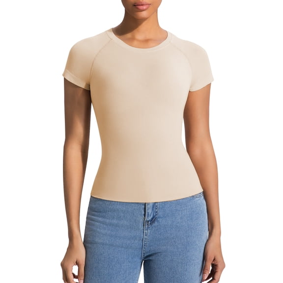 Athlemo Women's Bamboo Short Sleeve Scoop Neck Seamless Shaping Undershirt
