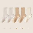 thumbnail image 2 of Tao Tao Women Crew Socks Cotton Dress Socks Ankle Neutral Casual Daily Wear Girls Lady Solid Color Quarter Socks 5 Pairs Khaki Free Size, 2 of 3
