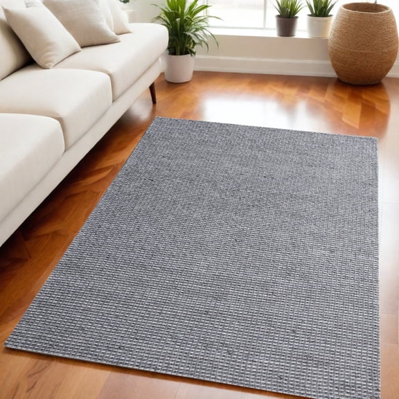 5' x 8' Gray Wool Striped Hand Woven Area Rug