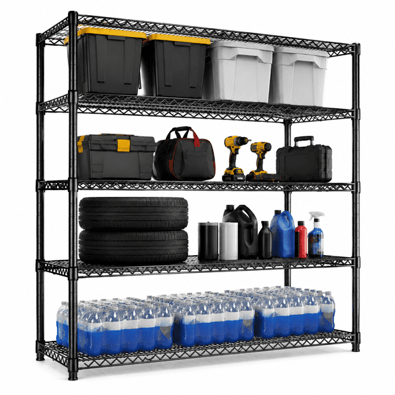 REIBII 55"W Wire Shelving 5 Tier Adjustable Metal Storage Shelves for Garage Pantry Kitchen, 17.7"D x 70.9"H,3200LBS