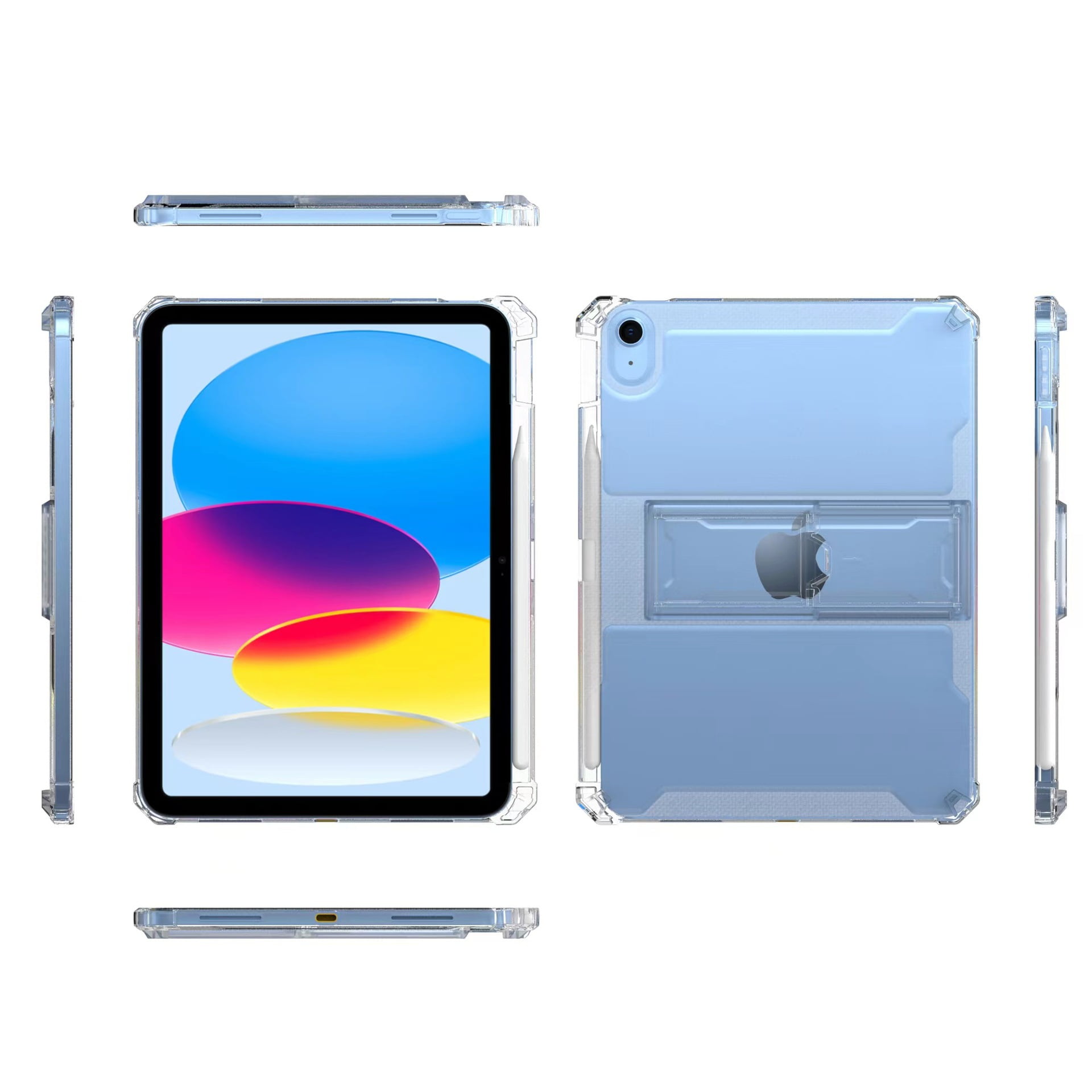 Allytech TPU Case for Apple iPad 9.7" 6th/5th 2018/2017 with Pencil Holder, Crystal Clear Kickstand Anti-Drop & Anti-Yellowing Shockproof Protective Durable Case, Also Fit Air 2/1 - Clear