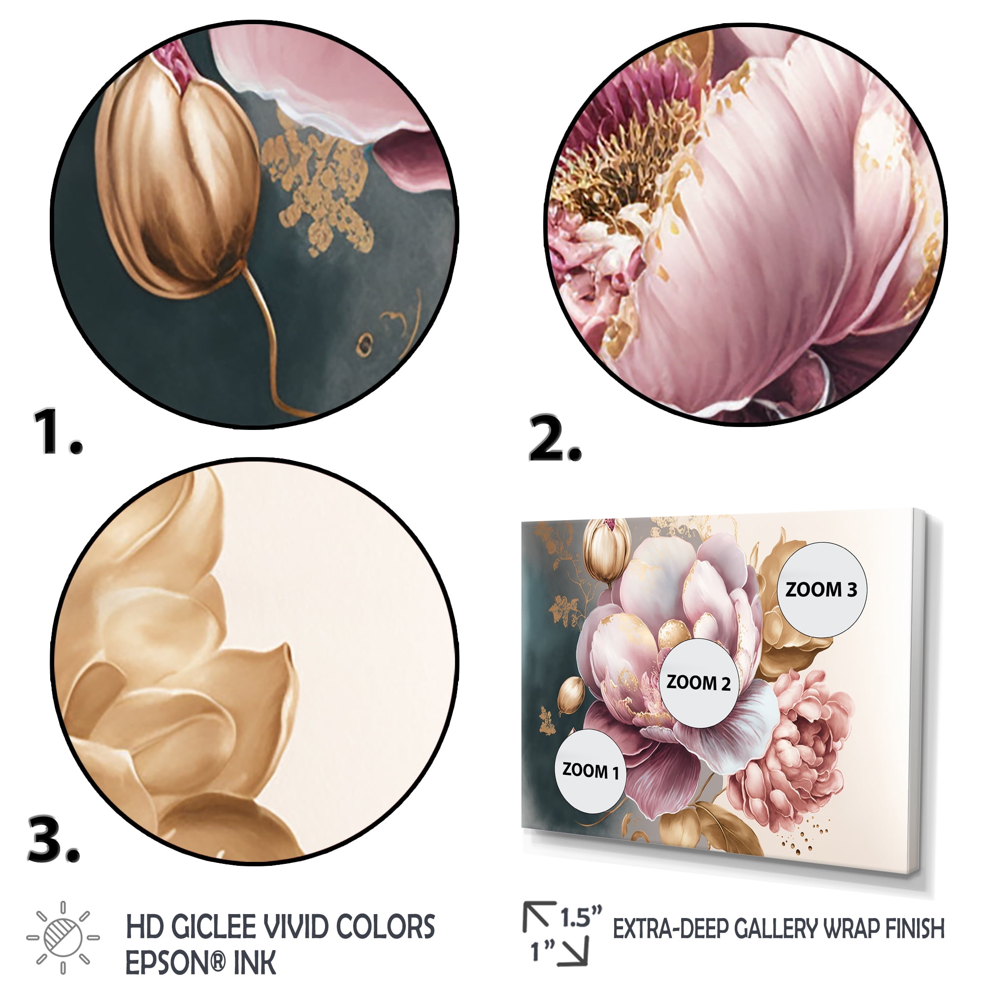 Designart Pink And Gold Orchid Flower I Canvas Wall Art