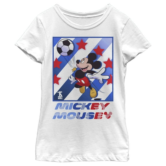 Girl's Mickey & Friends All American Soccer Star  Graphic Tee White X Small
