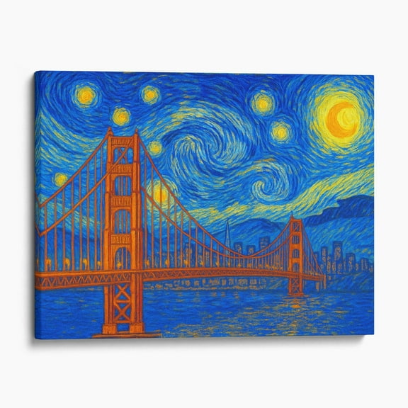 San Francisco As Van Gogh Starry Night Canvas Wall Art Print